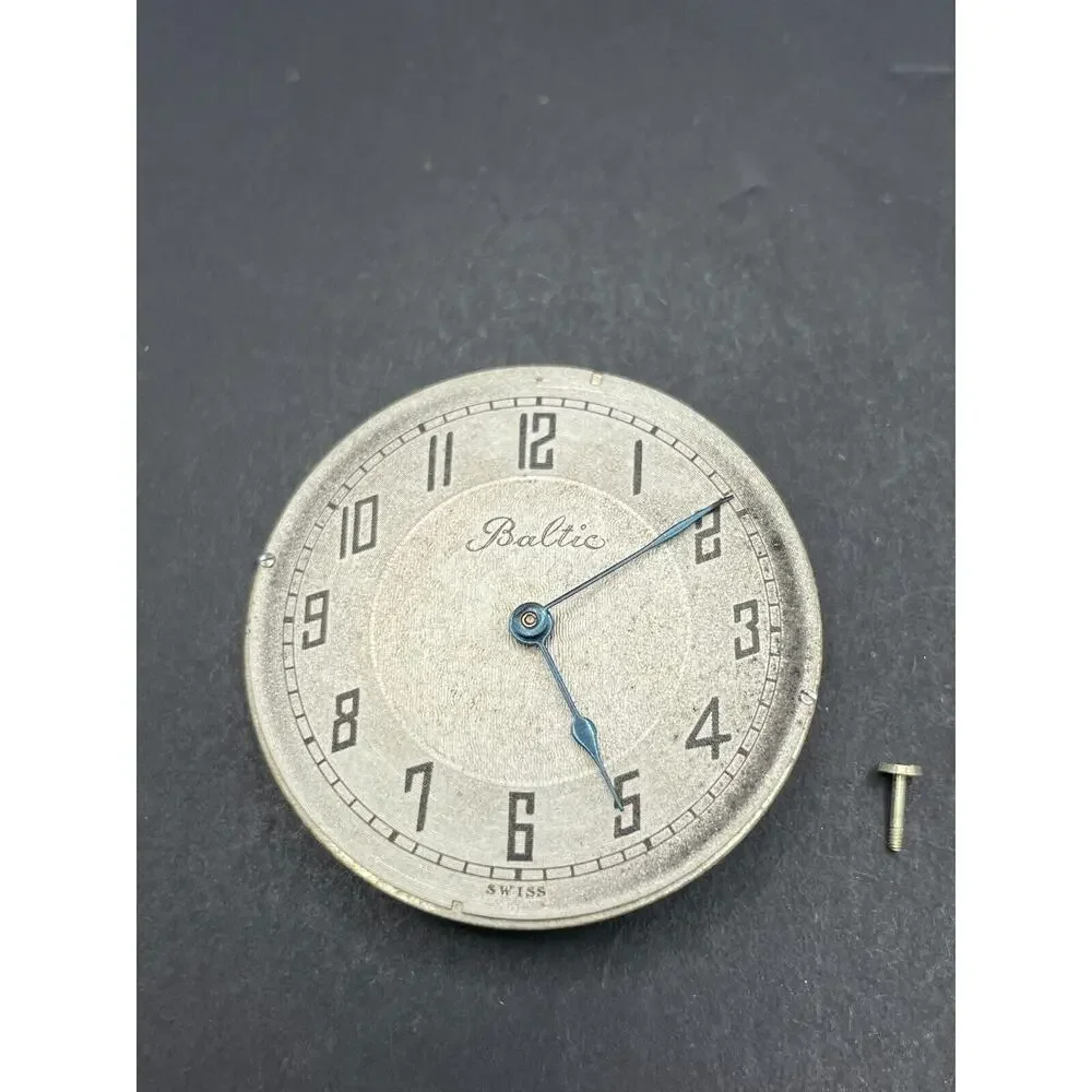 Baltic Swiss Pocket Watch Movement White Dial No Jewels For Parts/Repair
